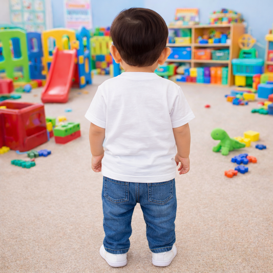 Kids Bamboo Cotton White Printed T-Shirt