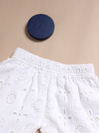 Baby Girl Summer Eyelet Embroidery Set – Lightweight White Top & Shorts