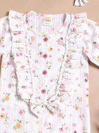 Floral 100% Cotton Baby Girl Romper with Headband Set | Soft Cotton Long Sleeve Jumpsuit