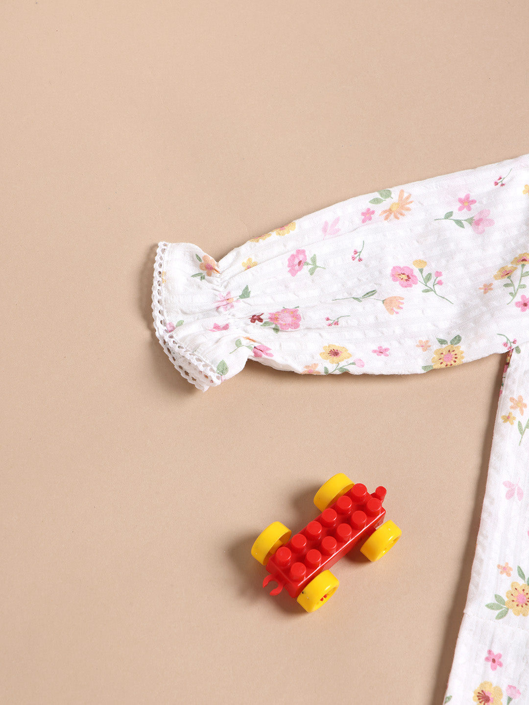 Floral 100% Cotton Baby Girl Romper with Headband Set | Soft Cotton Long Sleeve Jumpsuit