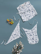 Printed 100% Cotton Baby Jhabla with 2 Nappies Cute Prints for Newborn Boys & Girls