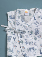 Printed 100% Cotton Baby Jhabla with 2 Nappies Cute Prints for Newborn Boys & Girls