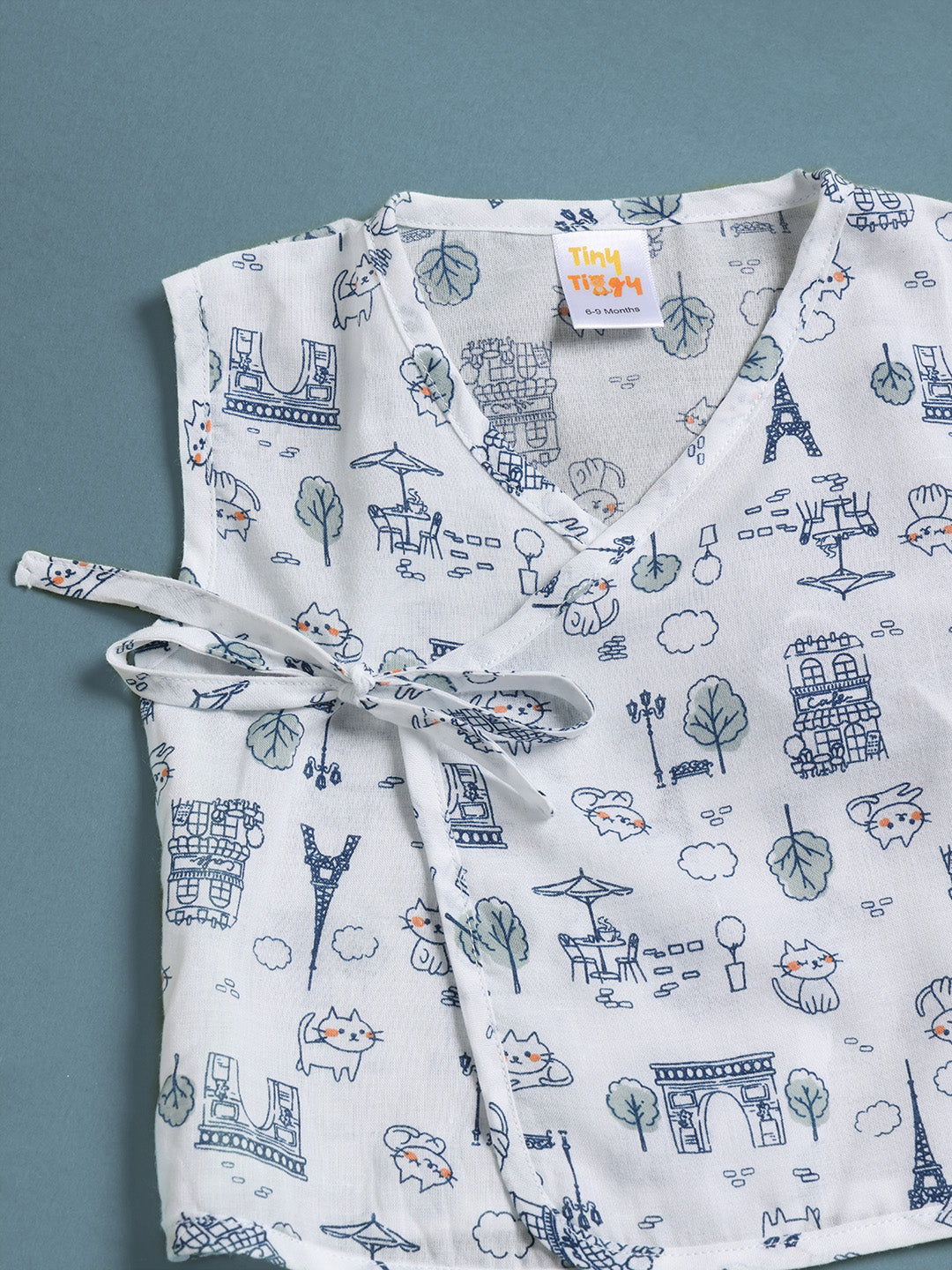 Printed 100% Cotton Baby Jhabla with 2 Nappies Cute Prints for Newborn Boys & Girls