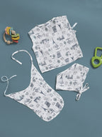 Printed 100% Cotton Baby Jhabla with 2 Nappies Cute Prints for Newborn Boys & Girls