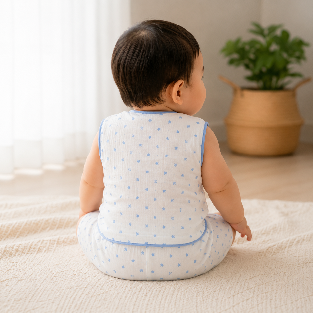 Organic Muslin Starry Jhabla Set