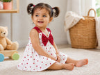 Organic Muslin Red Heart Frock with Bow