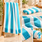 100% Bamboo Non-Terry Bath Towel | Lightweight, Soft & Quick Drying | 270 GSM-blue