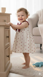 Baby Girls Premium Double Voile Cotton Heart Print Frock