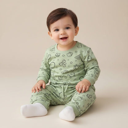 Bamboo Cotton Printed Co-ord Set | Soft Top & Jogger Outfit for Infants