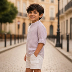 Pure Cotton Mandarin Collar Shirt