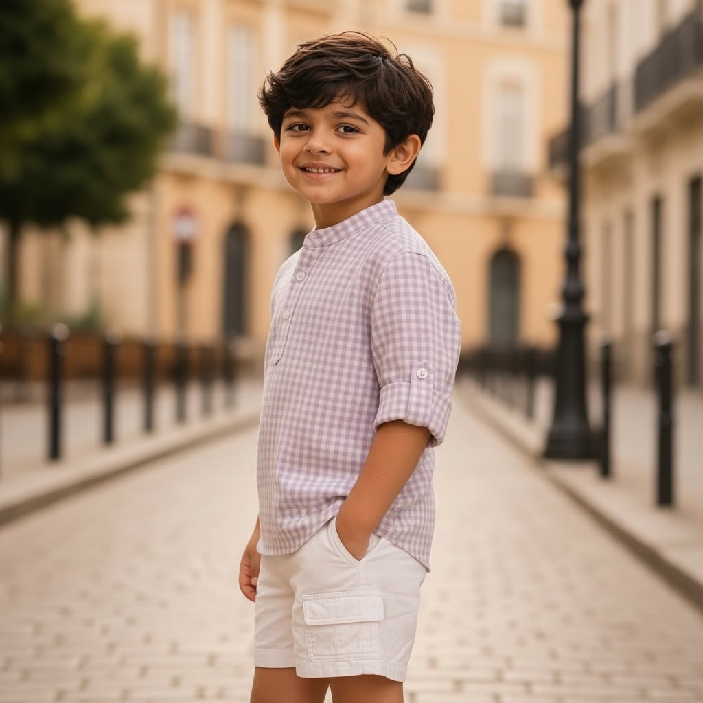 Pure Cotton Mandarin Collar Shirt