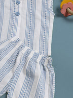 100% Cotton Baby Boy Outfit Set - Adorable Striped Sleeveless Shirt & Shorts