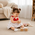 Organic Muslin Red Heart Frock with Bow