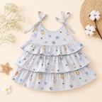 Baby Girl Cotton Printed Frock | Sleeveless Tiered Summer Dress for Infants