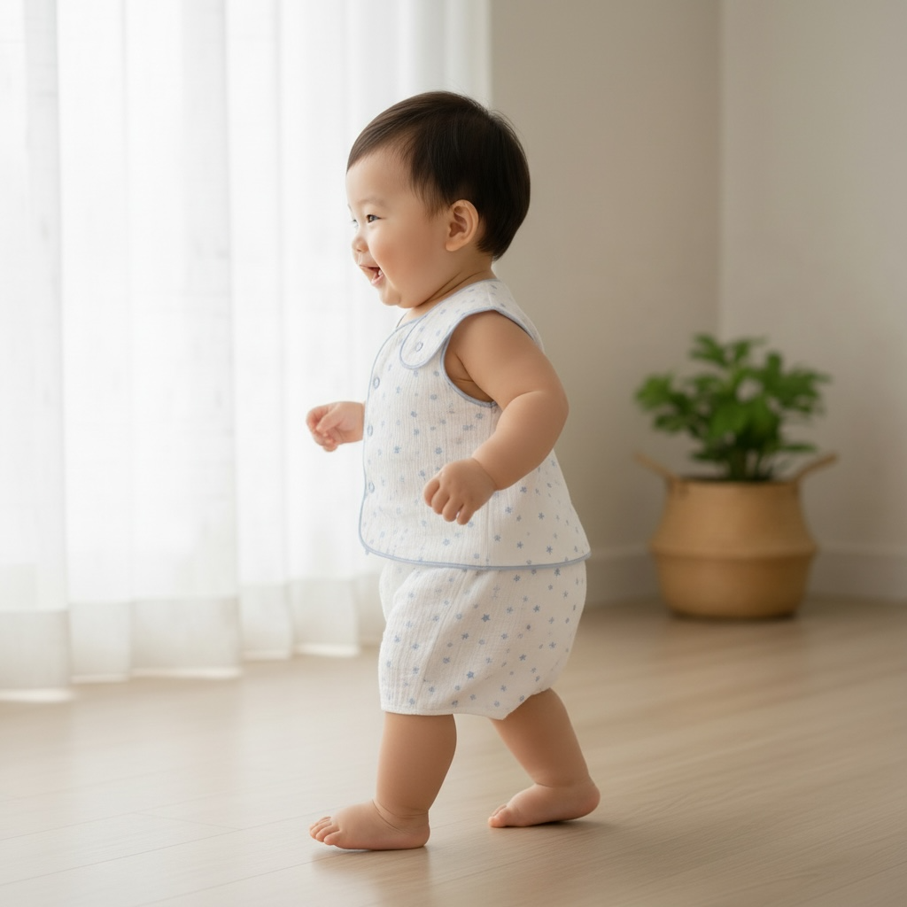 Organic Muslin Starry Jhabla Set