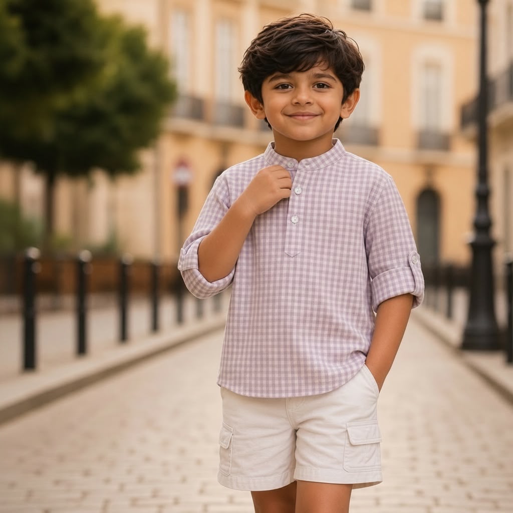 Pure Cotton Mandarin Collar Shirt