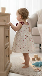 Baby Girls Premium Double Voile Cotton Heart Print Frock