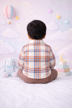 Baby Boys Cotton Checked Full Sleeve Shirt & Corduroy Trouser Set