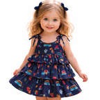 Baby Girl Cotton Printed Frock | Sleeveless Tiered Summer Dress