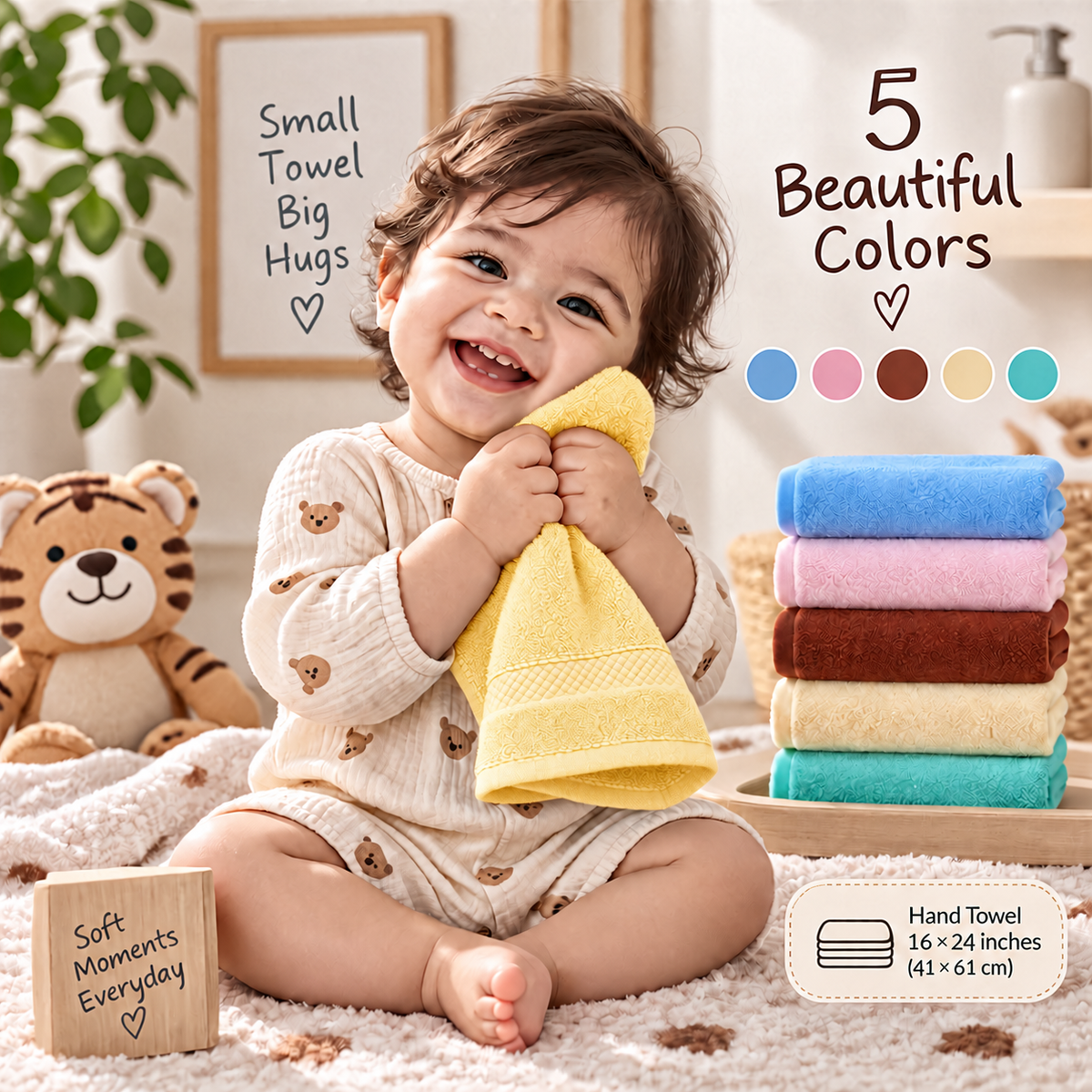 Bamboo Bliss Hand Towels Pack of 2-Super Soft & Quick Drying, 41 × 61 cm