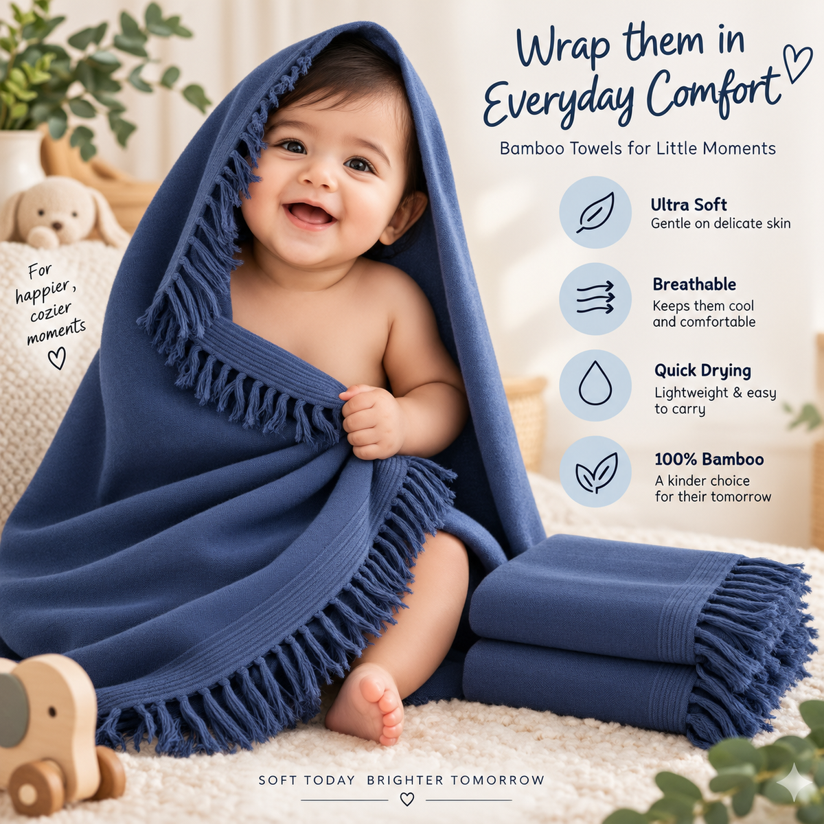 100% Bamboo Non-Terry Bath Towel | Lightweight, Soft & Quick Drying | 270 GSM