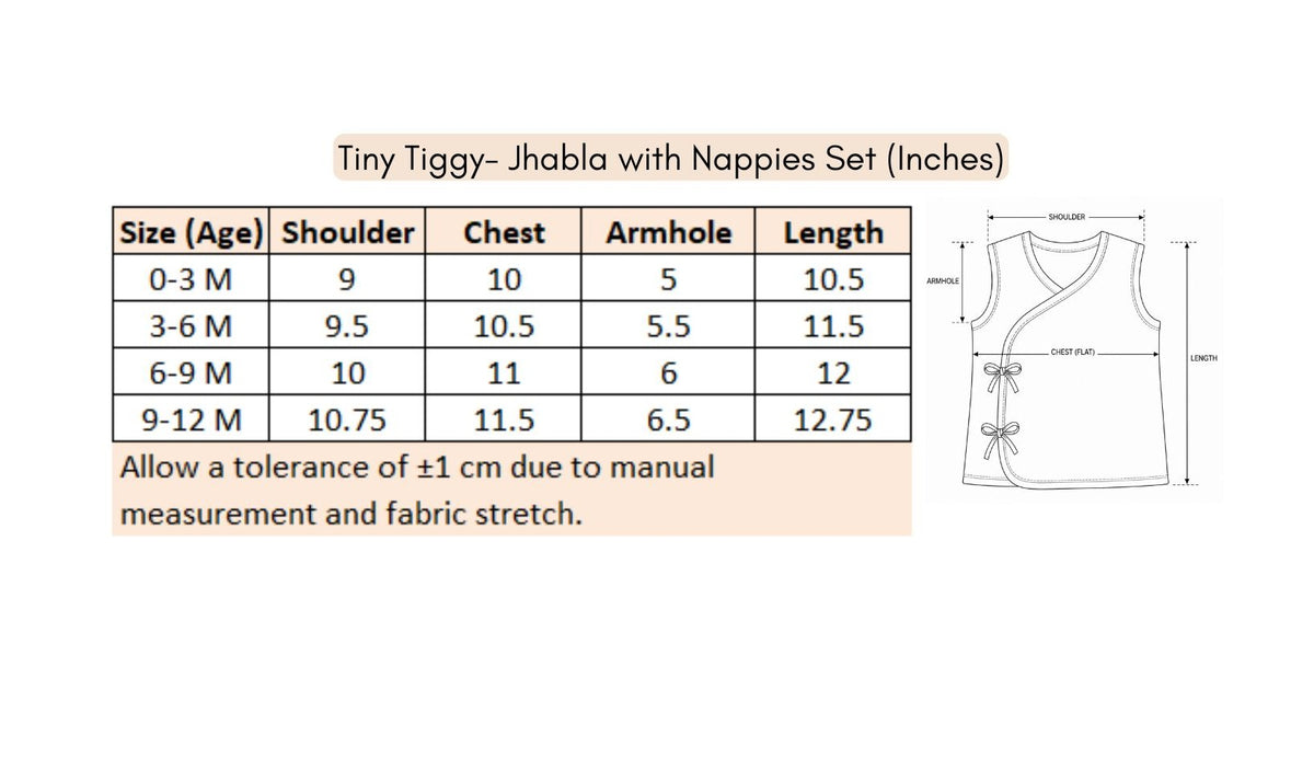Embroidered Cotton Baby Jhabla with 2 Nappies - Pack of 2