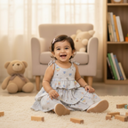 Baby Girl Cotton Printed Frock | Sleeveless Tiered Summer Dress for Infants