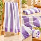 100% Bamboo Non-Terry Bath Towel | Lightweight, Soft & Quick Drying | 270 GSM- Purple