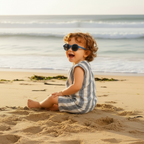 100% Cotton Baby Boy Outfit Set - Adorable Striped Sleeveless Shirt & Shorts