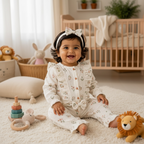 Organic Muslin Baby Girl Romper with Matching Hairband