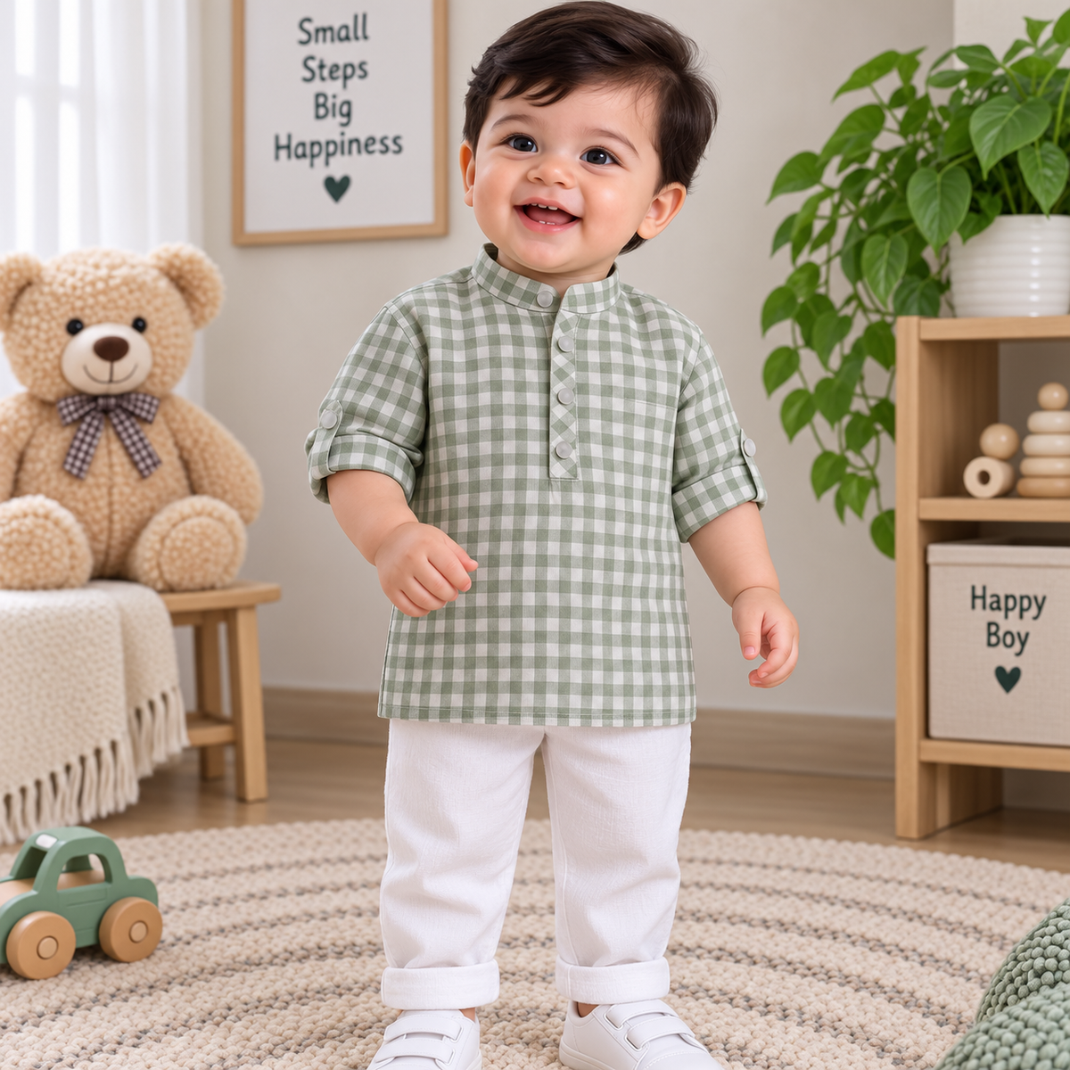 Organic Muslin Mandarin Collar Shirt