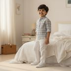 Organic Muslin Mandarin Collar Shirt with Corduroy Trouser