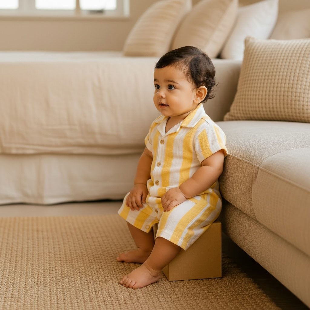 Organic Muslin Cotton Classic Stripe Romper
