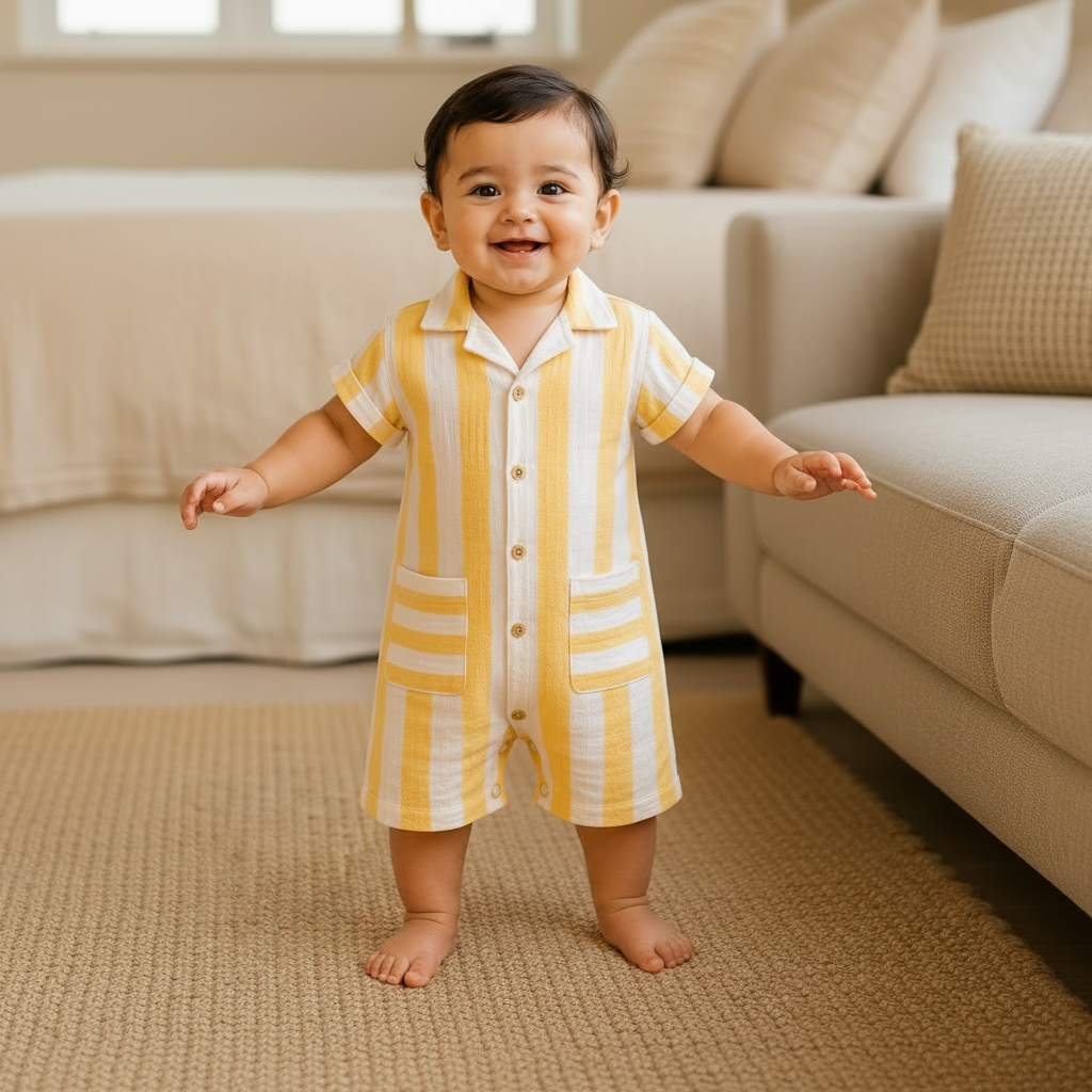 Organic Muslin Cotton Classic Stripe Romper