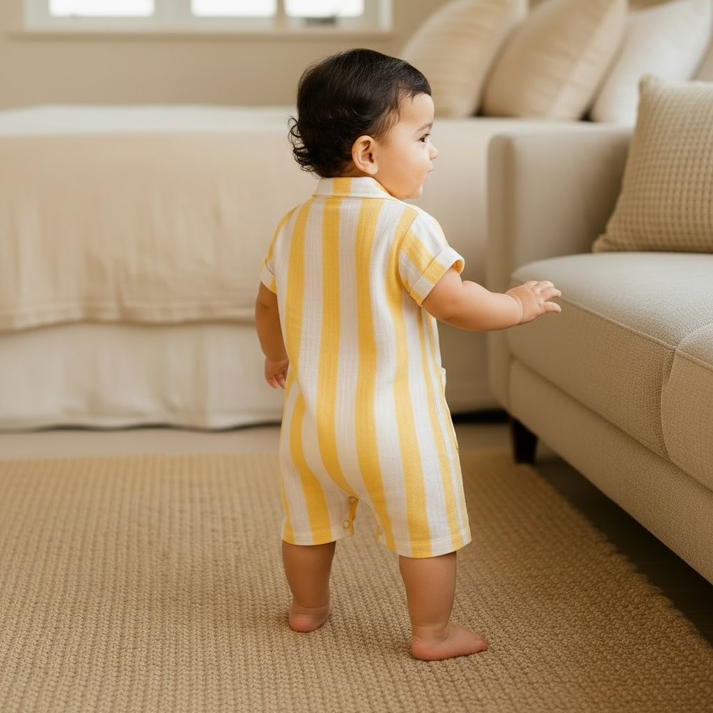 Organic Muslin Cotton Classic Stripe Romper