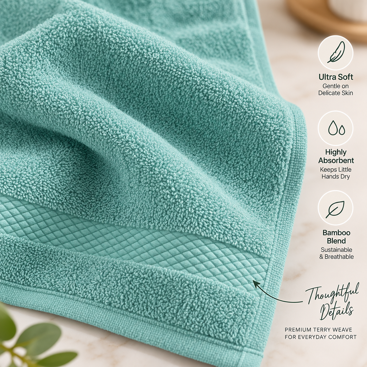 Bamboo Bliss Hand Towels Pack of 2-Super Soft & Quick Drying, 41 × 61 cm