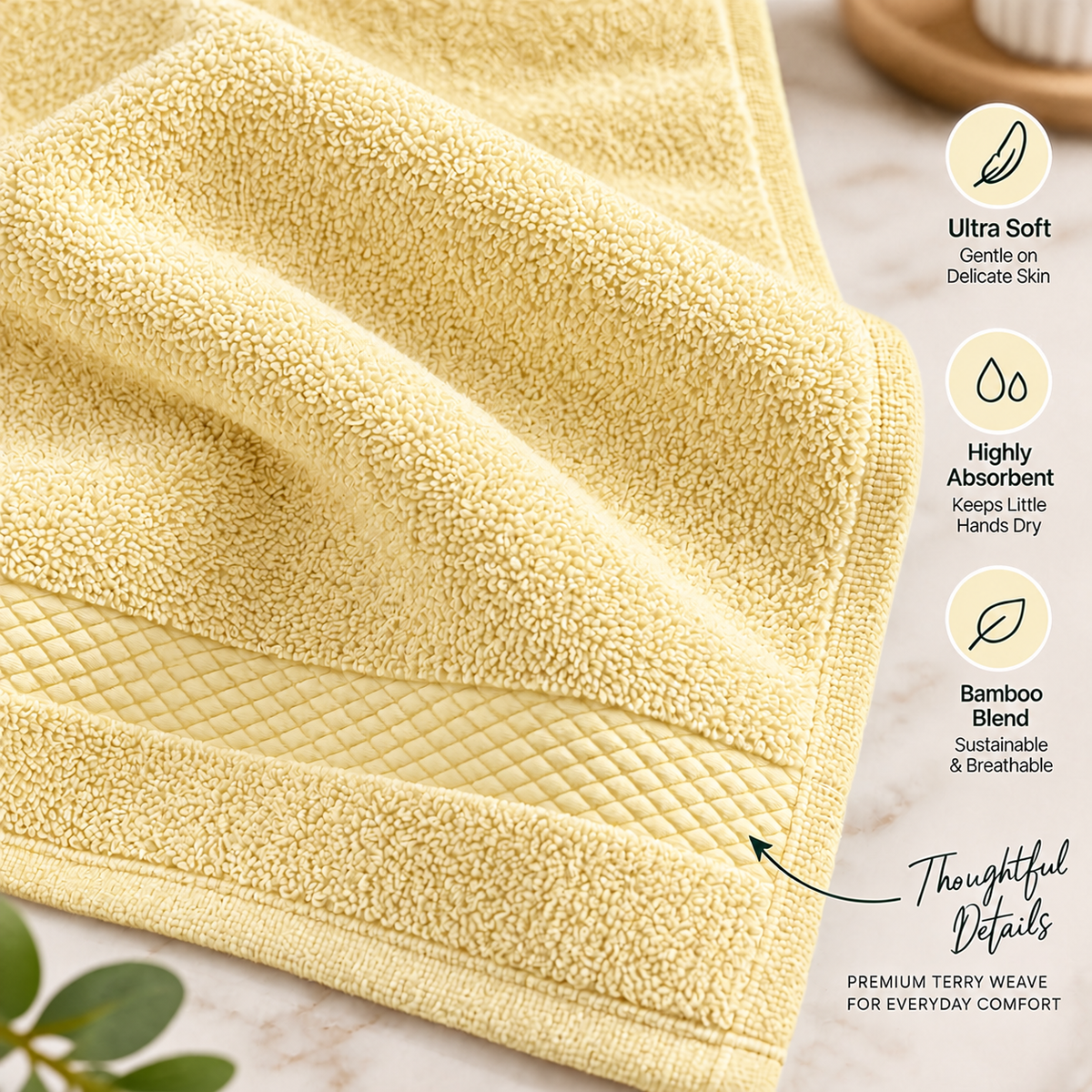 Bamboo Bliss Hand Towels Pack of 2-Super Soft & Quick Drying, 41 × 61 cm