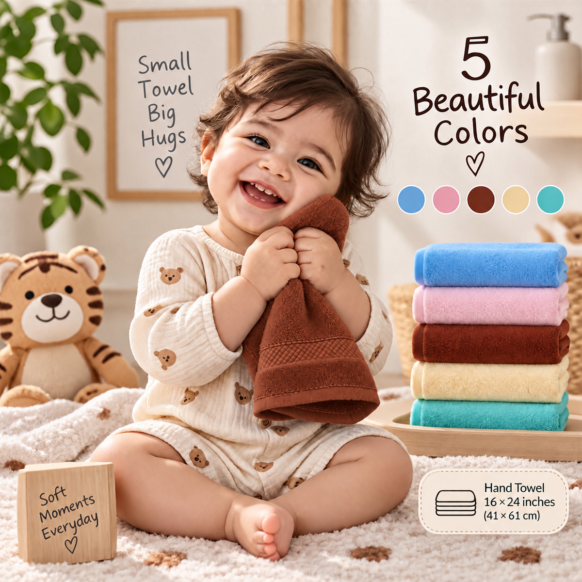 Bamboo Bliss Hand Towels Pack of 2-Super Soft & Quick Drying, 41 × 61 cm