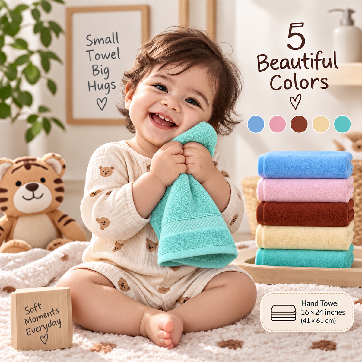 Bamboo Bliss Hand Towels Pack of 2-Super Soft & Quick Drying, 41 × 61 cm