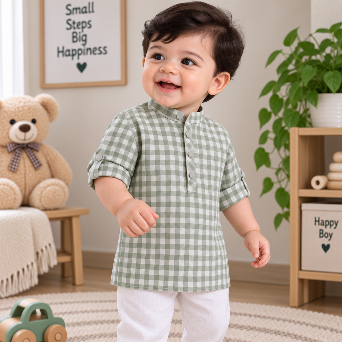 Organic Muslin Mandarin Collar Shirt
