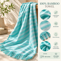 100% Bamboo Non-Terry Bath Towel | Lightweight, Soft & Quick Drying | 270 GSM-blue (Copy)