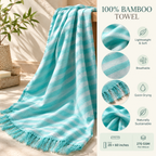 100% Bamboo Non-Terry Bath Towel | Lightweight, Soft & Quick Drying | 270 GSM-blue (Copy)
