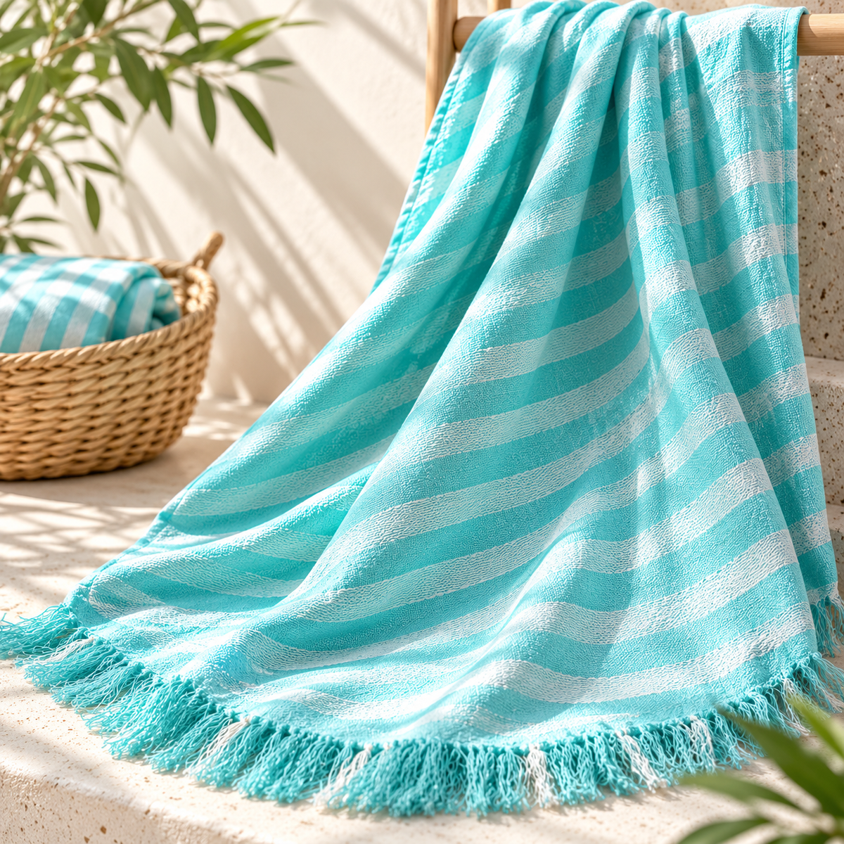100% Bamboo Non-Terry Bath Towel | Lightweight, Soft & Quick Drying | 270 GSM-blue (Copy)