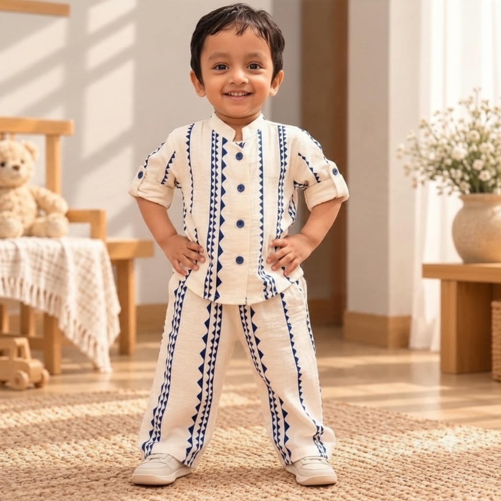 Little Gentleman Organic Muslin Cotton Co-Ord Set