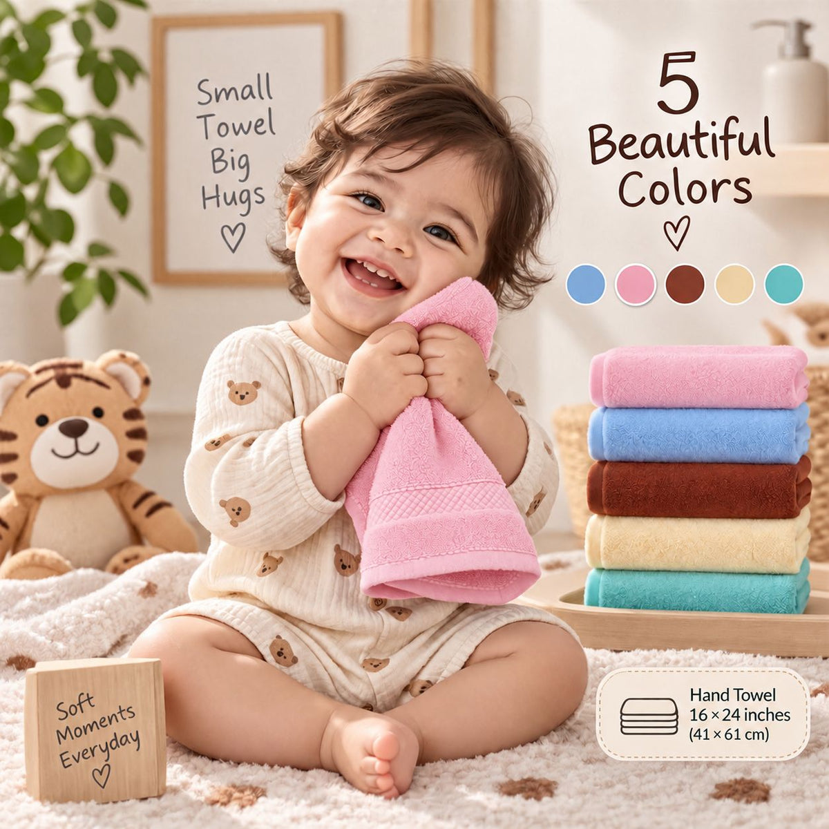 Bamboo Bliss Hand Towels Pack of 2-Super Soft & Quick Drying, 41 × 61 cm