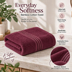 Bamboo Bliss Bath Terry Towels-Burgundy-Super Soft & Quick Drying, 51 ×101 cm
