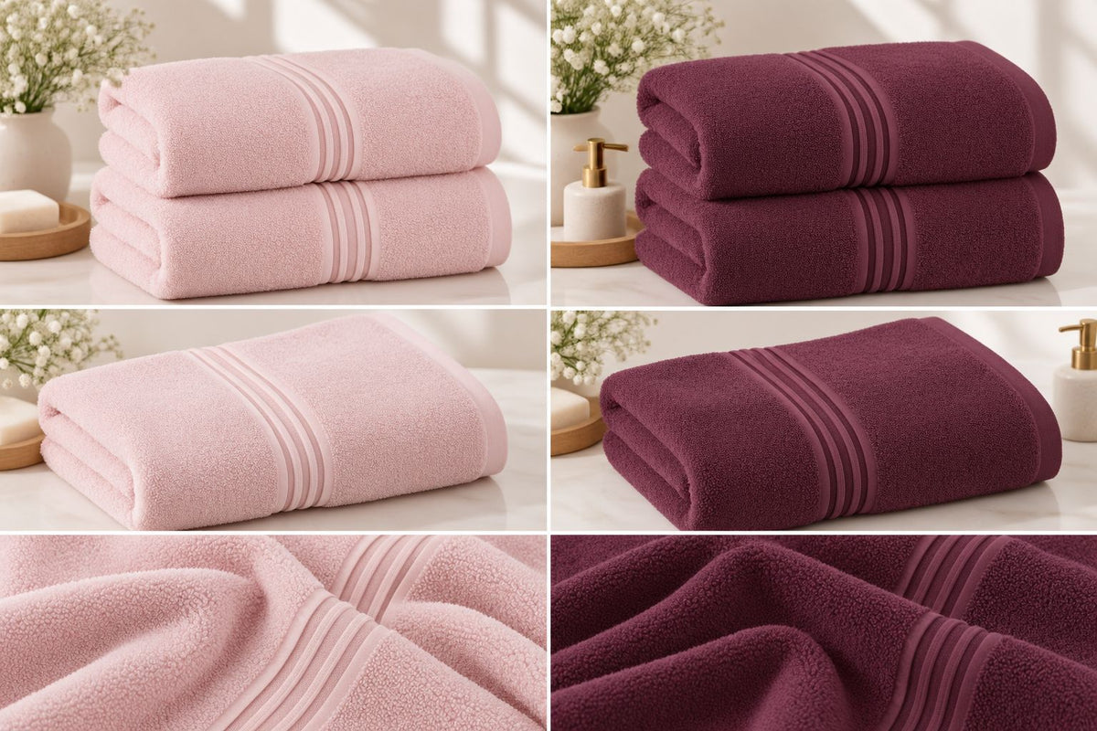 Bamboo Bliss Bath Terry Towels-Pink-Super Soft & Quick Drying, 51 ×101 cm
