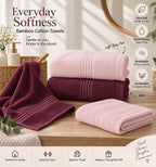 Bamboo Bliss Bath Terry Towels-  Pack of 2 -Super Soft & Quick Drying, 51 ×101 cm