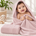 Bamboo Bliss Bath Terry Towels-Pink-Super Soft & Quick Drying, 51 ×101 cm