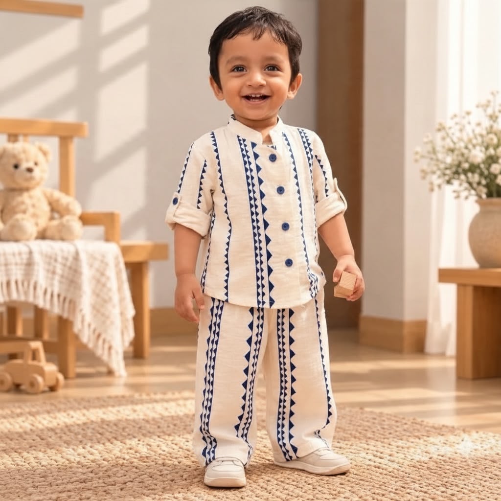 Little Gentleman Organic Muslin Cotton Co-Ord Set